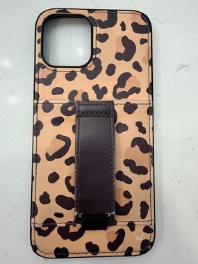 Leopard Print Tan & Black Phone Case with Hand Strap for iPhone 12 Pro Max